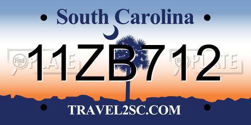 11ZB712 South Carolina License Plate