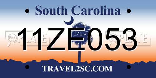11ZE053 South Carolina License Plate