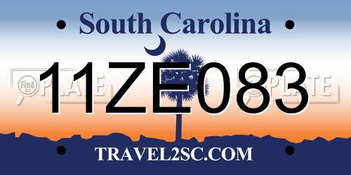 11ZE083 South Carolina License Plate