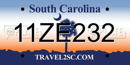 11ZE232 South Carolina License Plate