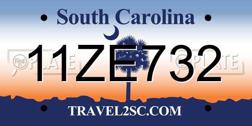 11ZE732 South Carolina License Plate