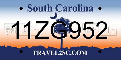 11ZG952 South Carolina License Plate
