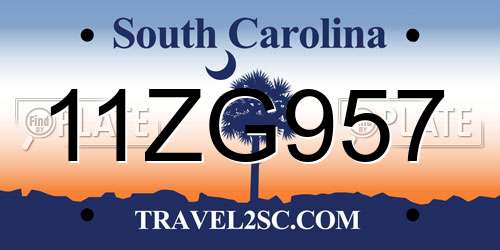 11ZG957 South Carolina License Plate