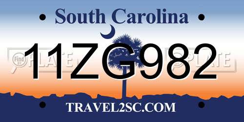 11ZG982 South Carolina License Plate