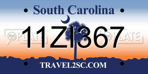 11ZI367 South Carolina License Plate