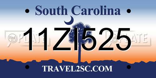 11ZI525 South Carolina License Plate
