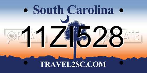 11ZI528 South Carolina License Plate
