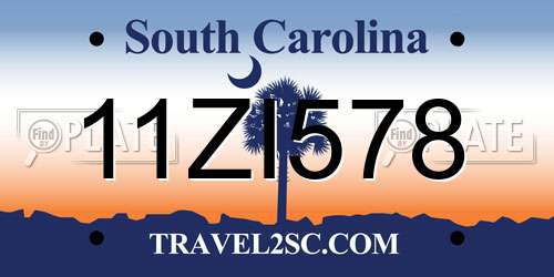 11ZI578 South Carolina License Plate