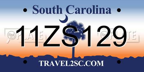 11ZS129 South Carolina License Plate
