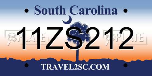 11ZS212 South Carolina License Plate