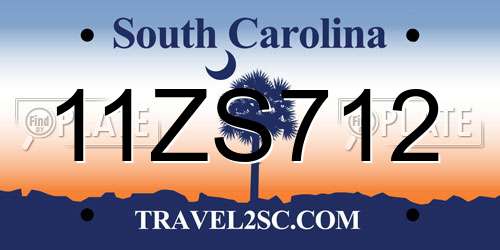 11ZS712 South Carolina License Plate