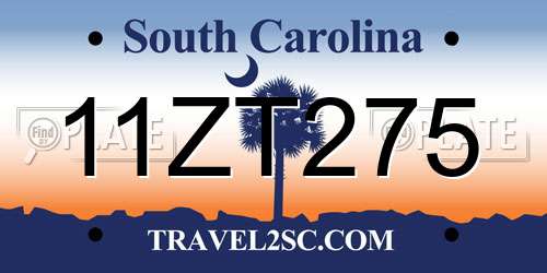 11ZT275 South Carolina License Plate
