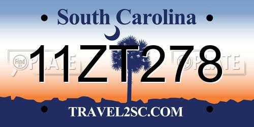 11ZT278 South Carolina License Plate