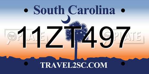11ZT497 South Carolina License Plate