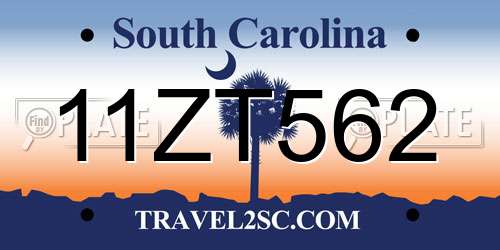 11ZT562 South Carolina License Plate