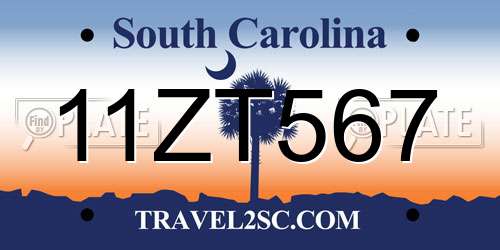 11ZT567 South Carolina License Plate