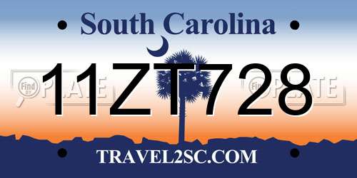 11ZT728 South Carolina License Plate