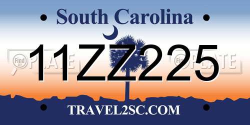 11ZZ225 South Carolina License Plate