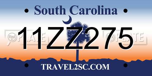 11ZZ275 South Carolina License Plate