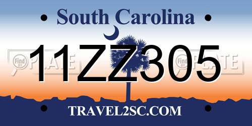 11ZZ305 South Carolina License Plate