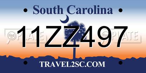 11ZZ497 South Carolina License Plate