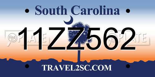 11ZZ562 South Carolina License Plate