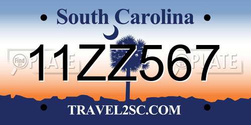 11ZZ567 South Carolina License Plate
