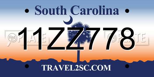 11ZZ778 South Carolina License Plate