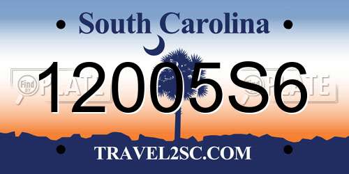 12005S6 South Carolina License Plate
