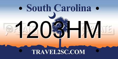 1203HM South Carolina License Plate