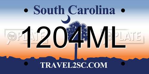 1204ML South Carolina License Plate