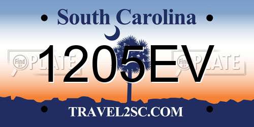 1205EV South Carolina License Plate