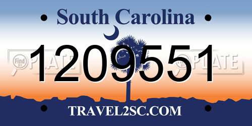 1209551 South Carolina License Plate