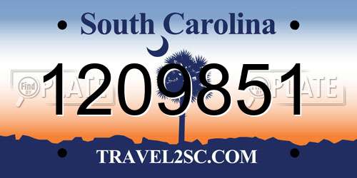 1209851 South Carolina License Plate