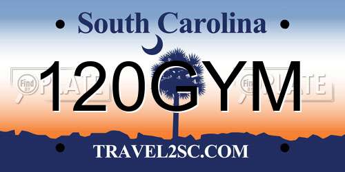 120GYM South Carolina License Plate
