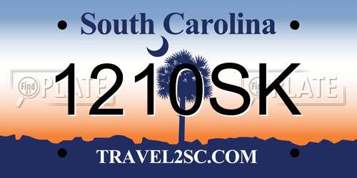 1210SK South Carolina License Plate