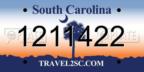 1211422 South Carolina License Plate
