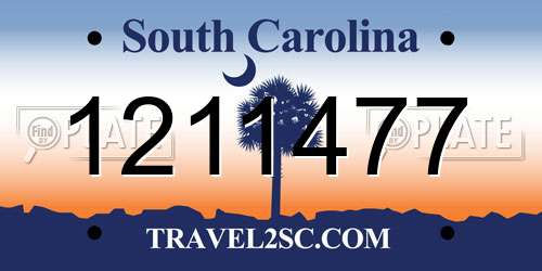 1211477 South Carolina License Plate