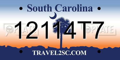 12114T7 South Carolina License Plate