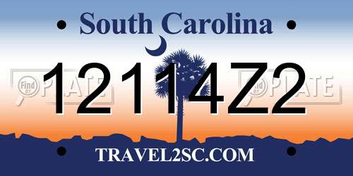 12114Z2 South Carolina License Plate