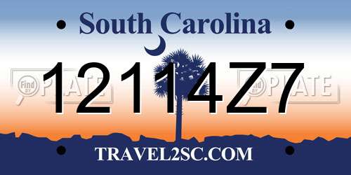 12114Z7 South Carolina License Plate
