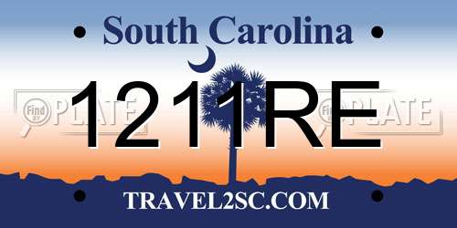 1211RE South Carolina License Plate