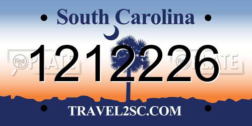 1212226 South Carolina License Plate