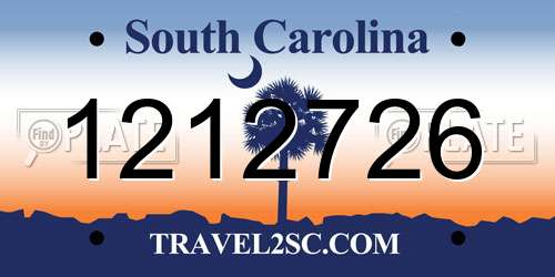 1212726 South Carolina License Plate