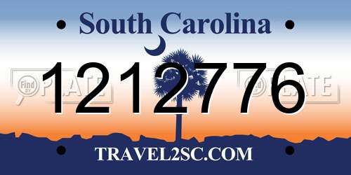 1212776 South Carolina License Plate
