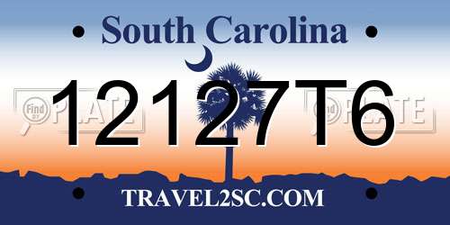 12127T6 South Carolina License Plate