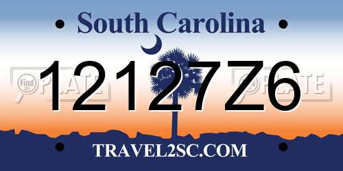 12127Z6 South Carolina License Plate