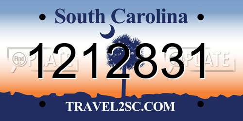 1212831 South Carolina License Plate
