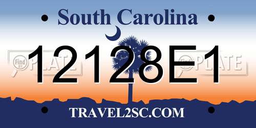 12128E1 South Carolina License Plate