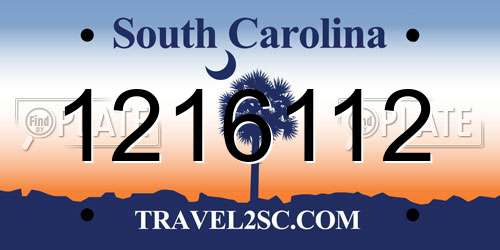 1216112 South Carolina License Plate